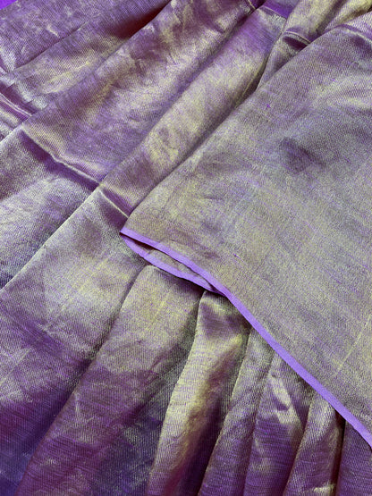 MAJENTA TWILL METALLIC PURE HANDLOOM LINEN SAREE