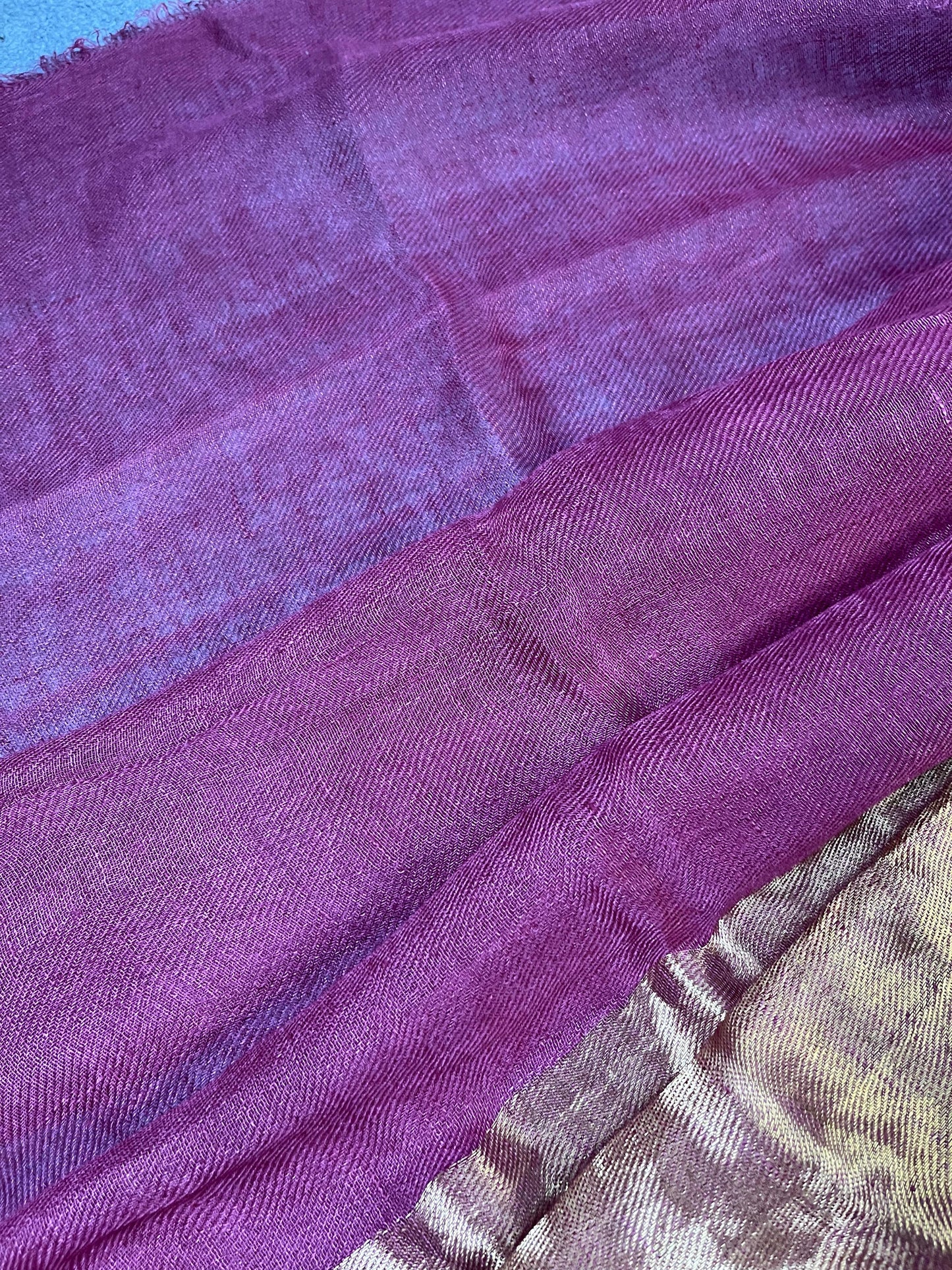 WINE TWILL METALLIC PURE HANDLOOM LINEN SAREE