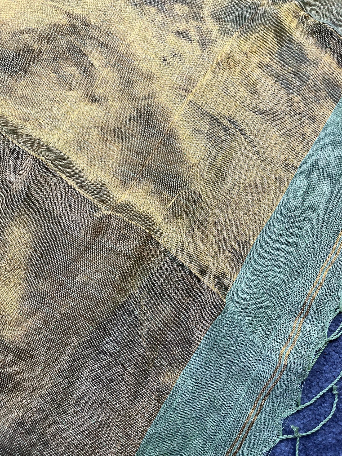 PISTA GREEN TWILL METALLIC PURE HANDLOOM LINEN SAREE
