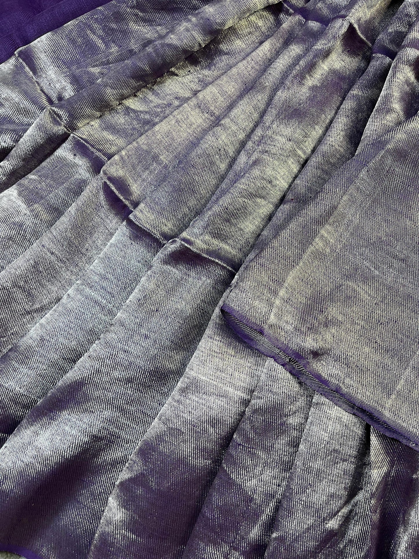 PURPLE TWILL METALLIC PURE HANDLOOM LINEN SAREE