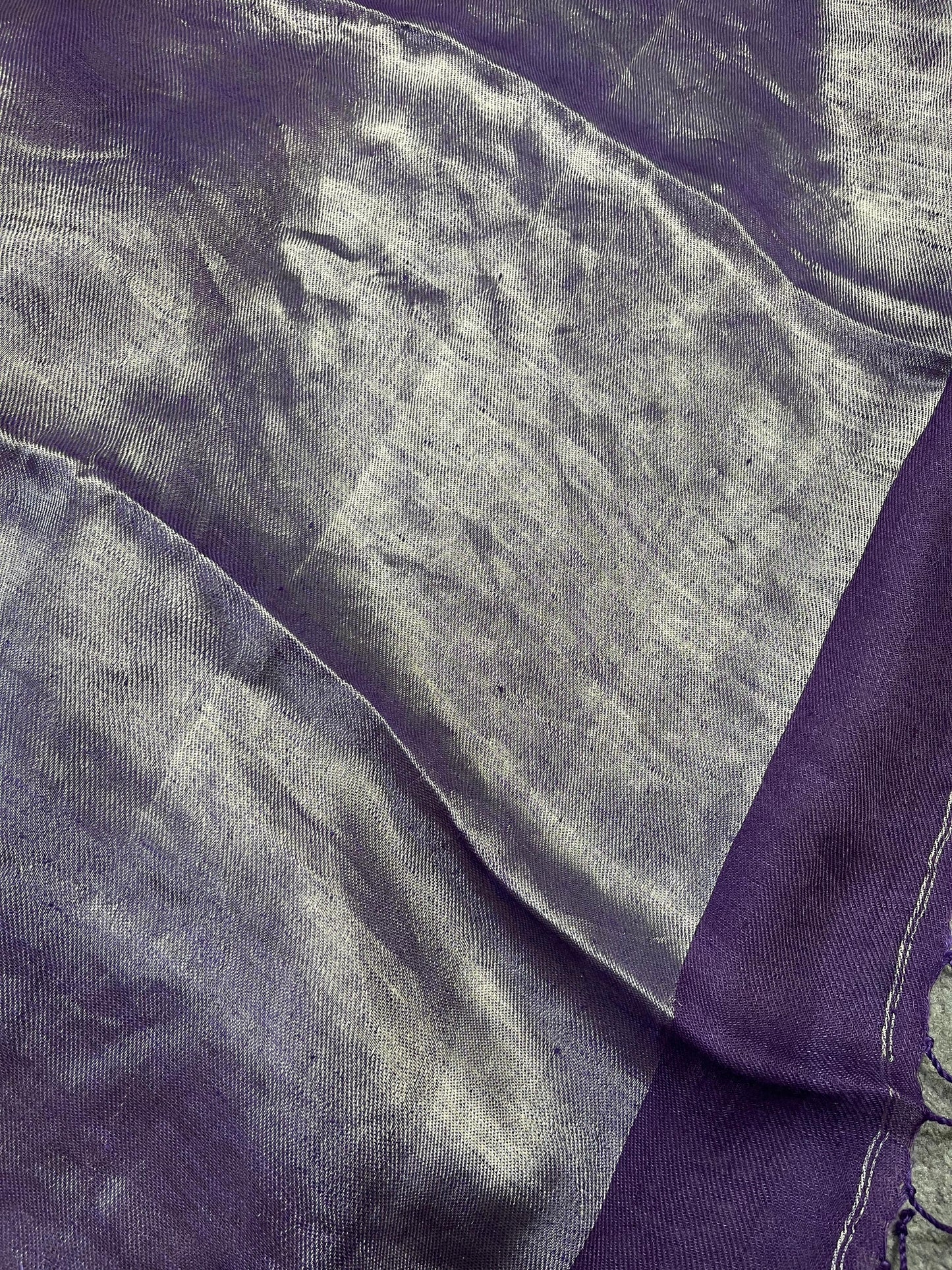 PURPLE TWILL METALLIC PURE HANDLOOM LINEN SAREE
