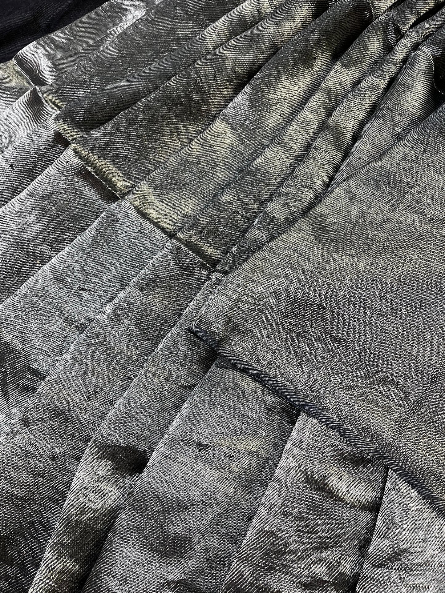 SILVER TWILL METALLIC PURE HANDLOOM LINEN SAREE