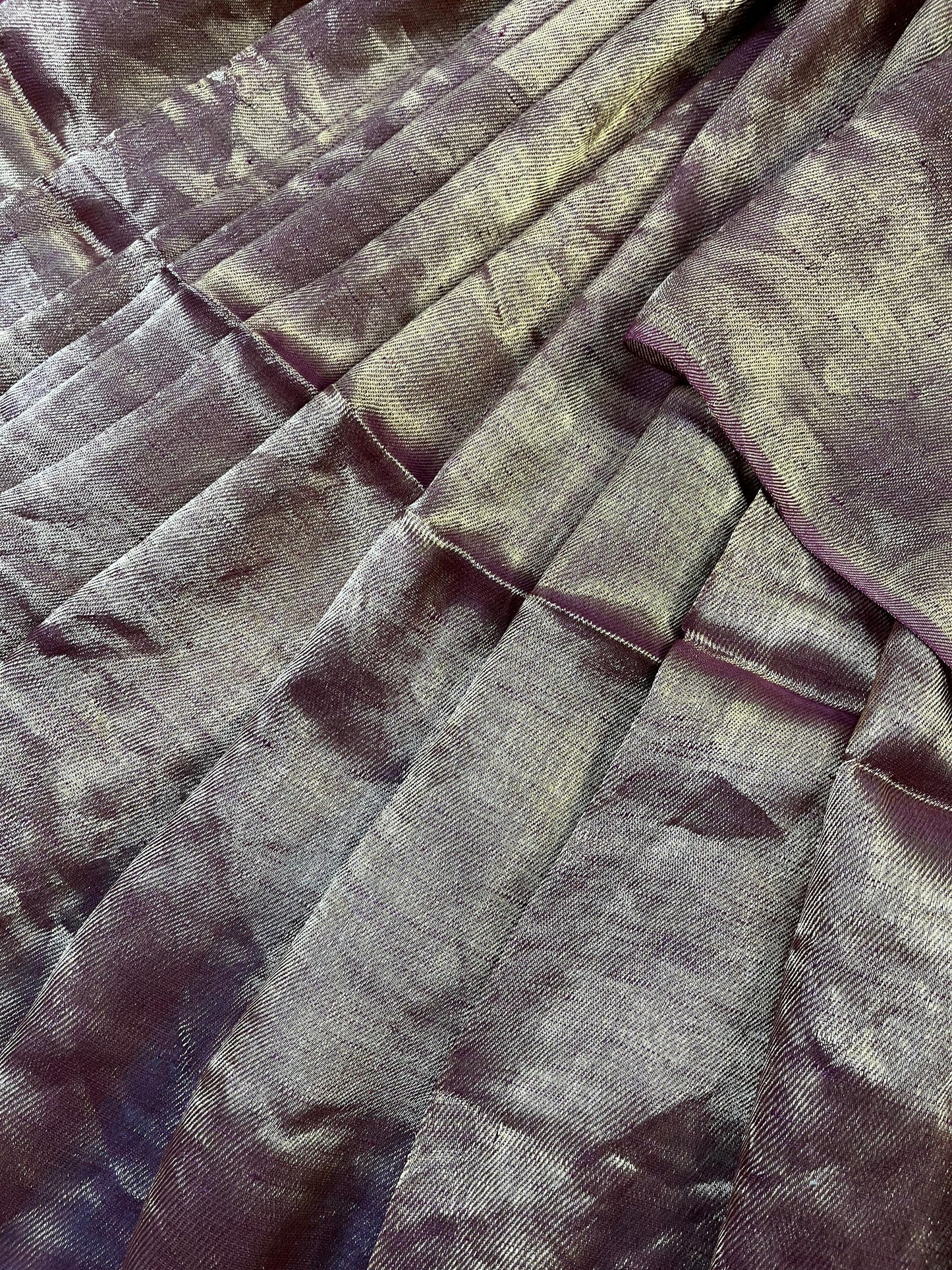 MAROON TWILL METALLIC PURE HANDLOOM LINEN SAREE