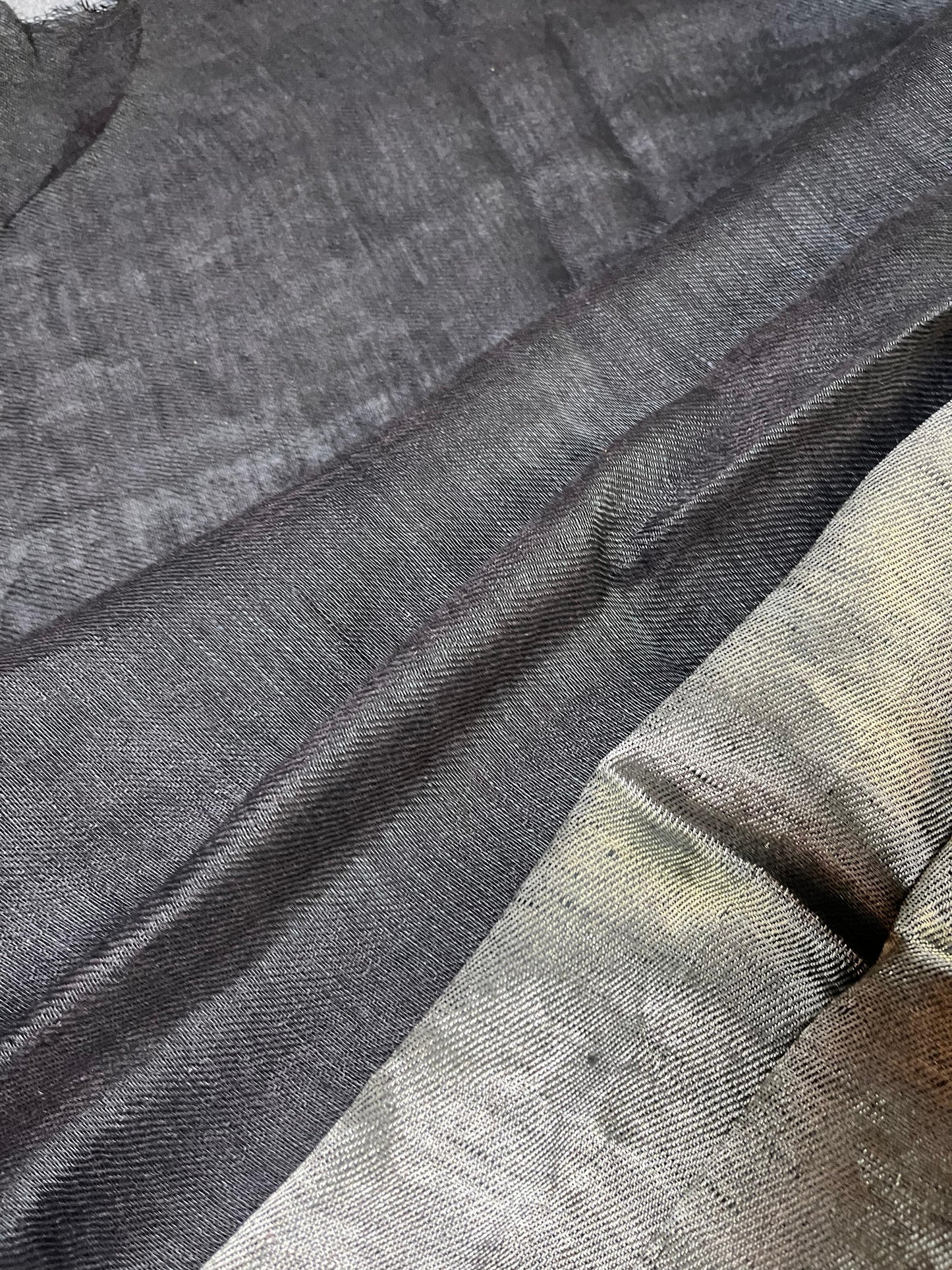 SILVER TWILL METALLIC PURE HANDLOOM LINEN SAREE
