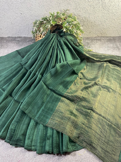 GREEN PURE HANDLOOM MATKA SAREE