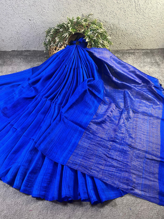 ROYAL BLUE PURE HANDLOOM MATKA SAREE