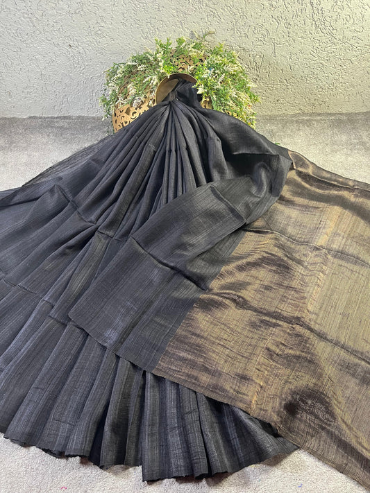BLACK PURE HANDLOOM MATKA SAREE