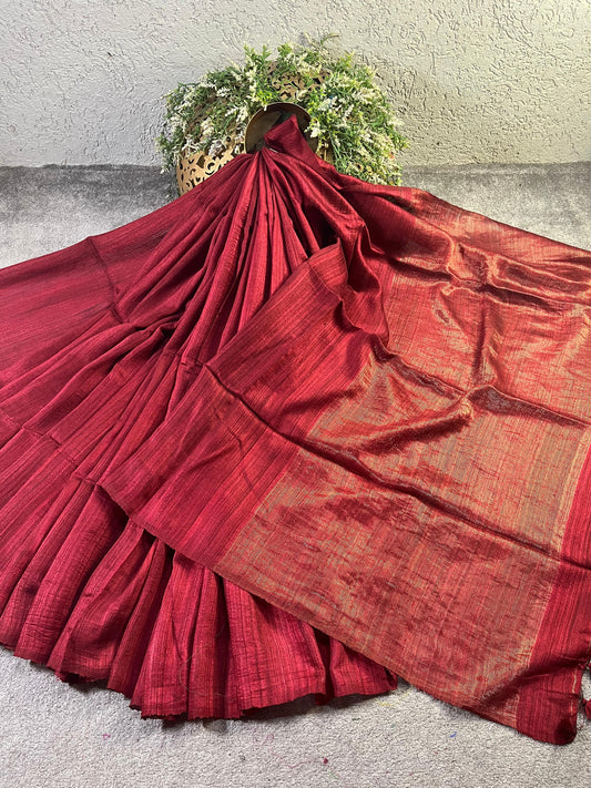 RUST PURE HANDLOOM MATKA SAREE