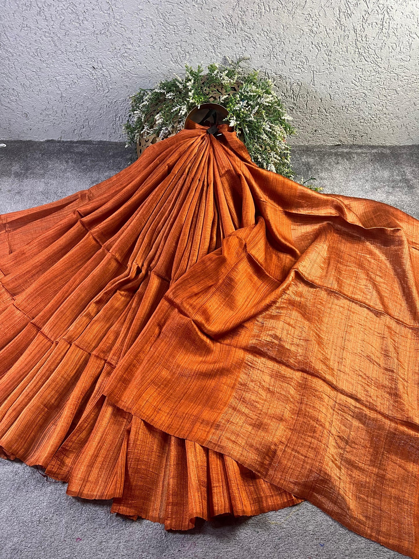 RUST ORANGE PURE HANDLOOM MATKA SAREE