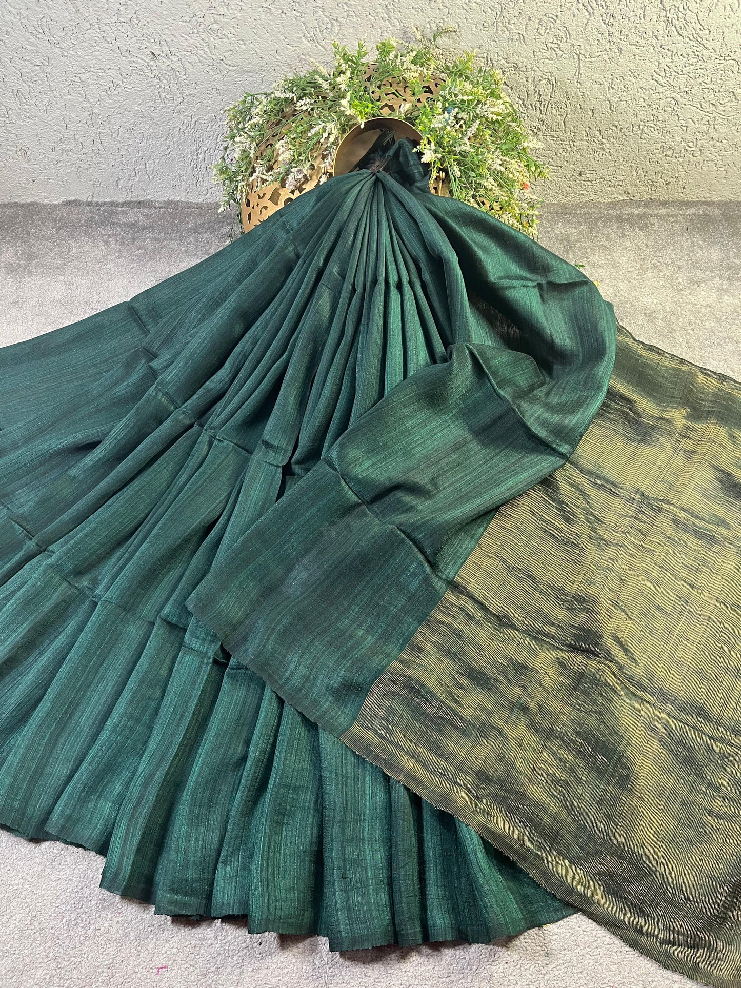 TEAL GREEN PURE HANDLOOM MATKA SAREE