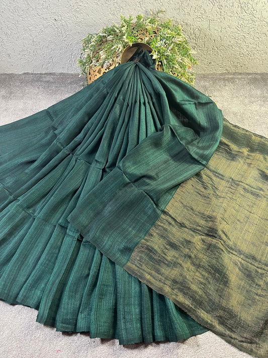 TEAL GREEN PURE HANDLOOM MATKA SAREE