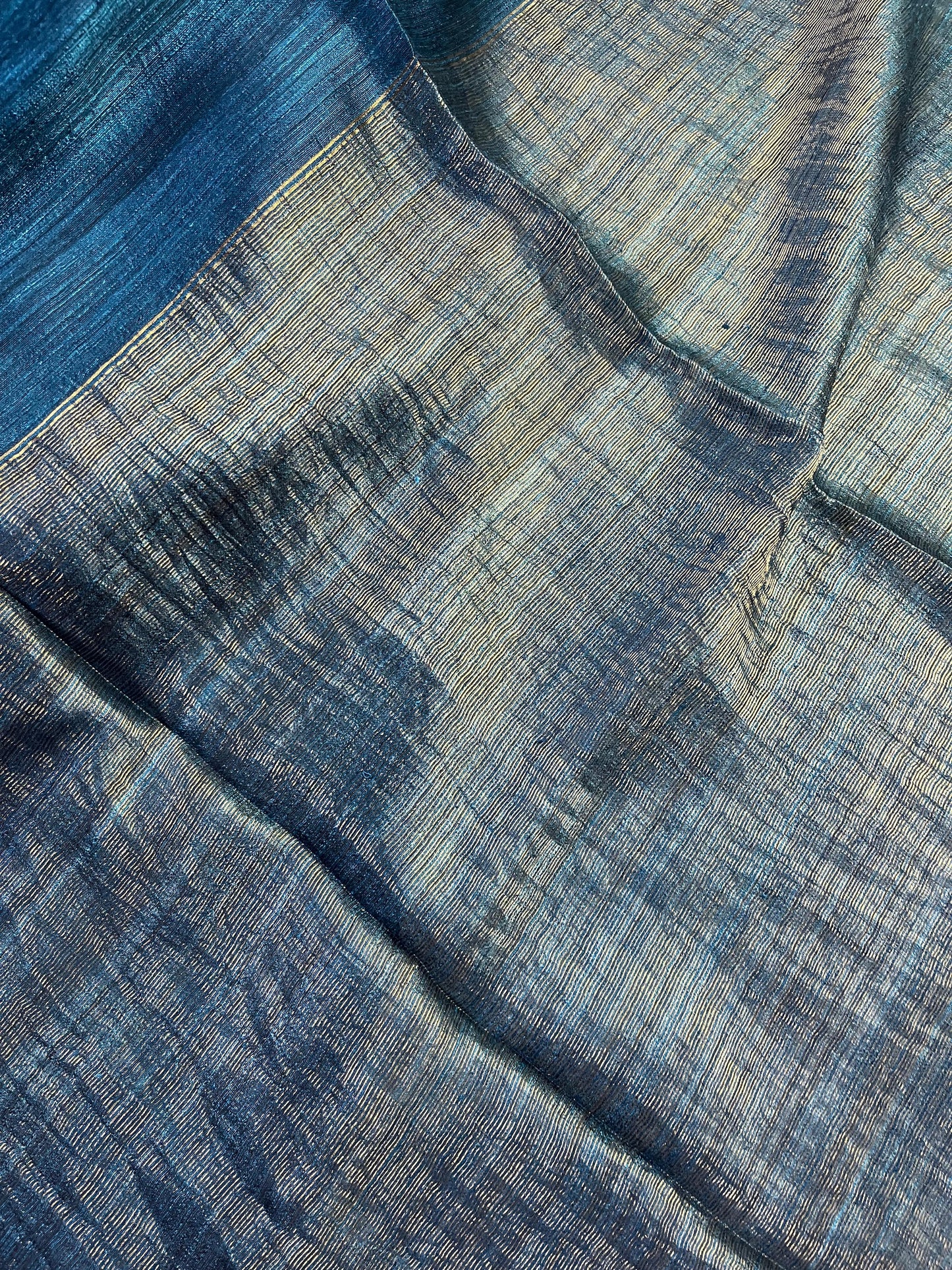 TEAL BLUE PURE HANDLOOM MATKA SAREE