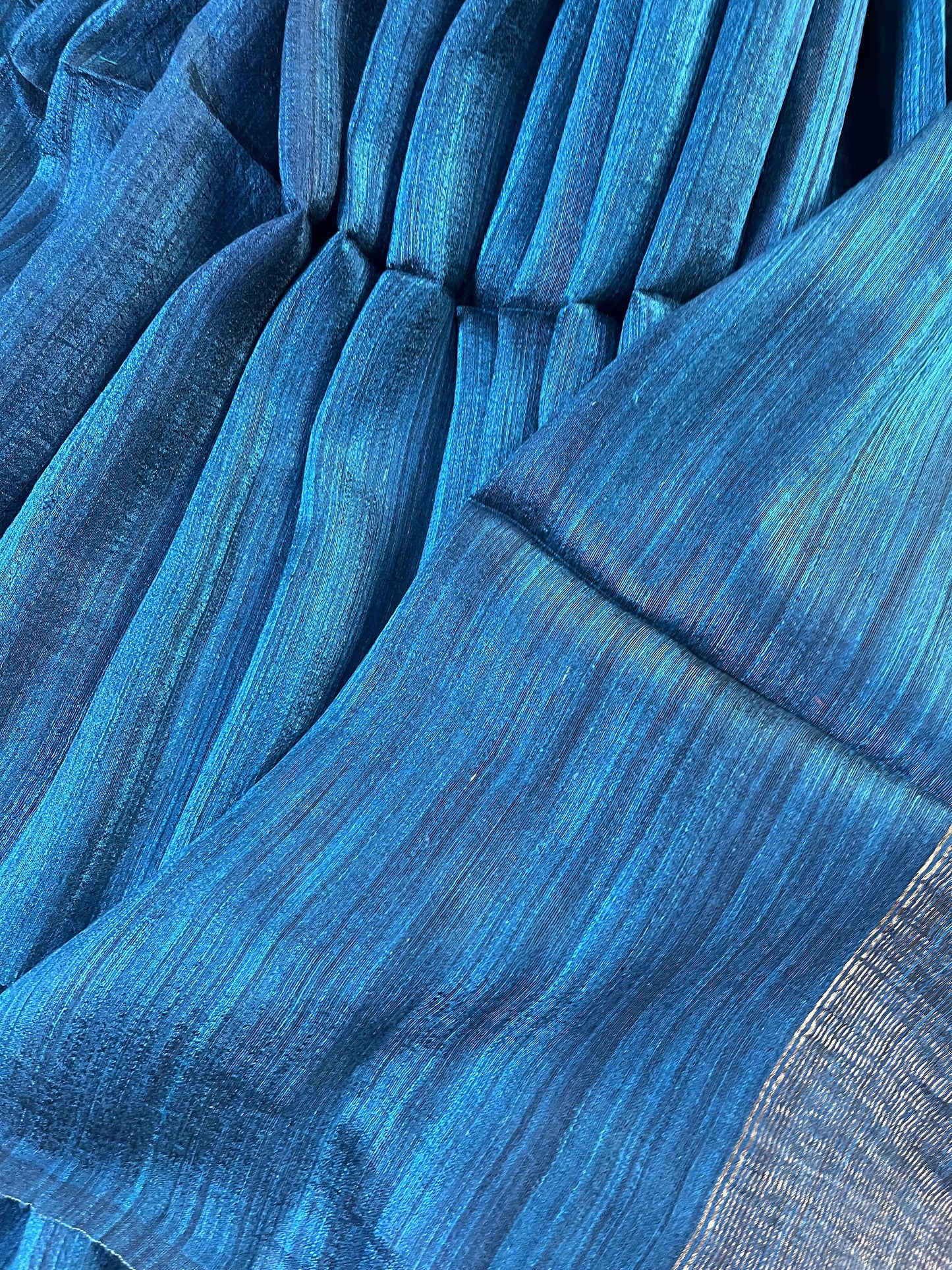 TEAL BLUE PURE HANDLOOM MATKA SAREE