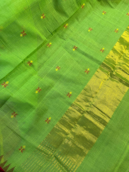 GREEN PURE HANDLOOM PONDRU KHADI SAREE