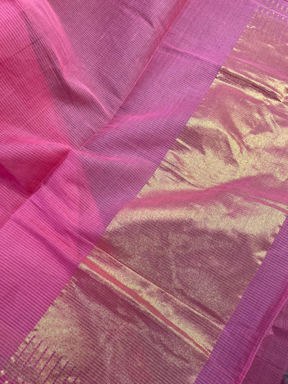 PINK PURE HANDLOOM  PONDRU KHADI SAREE