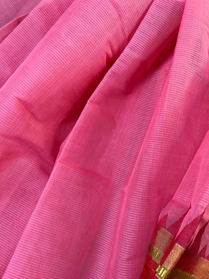 PINK PURE HANDLOOM  PONDRU KHADI SAREE