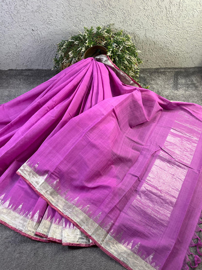 PINK PURE HANDLOOM PONDRU KHADI SAREE