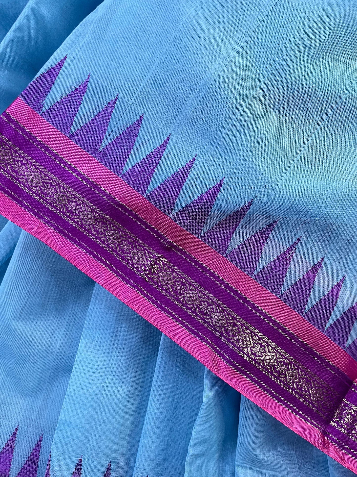 BLUE PURE HANDLOOM PONDRU KHADI SAREE