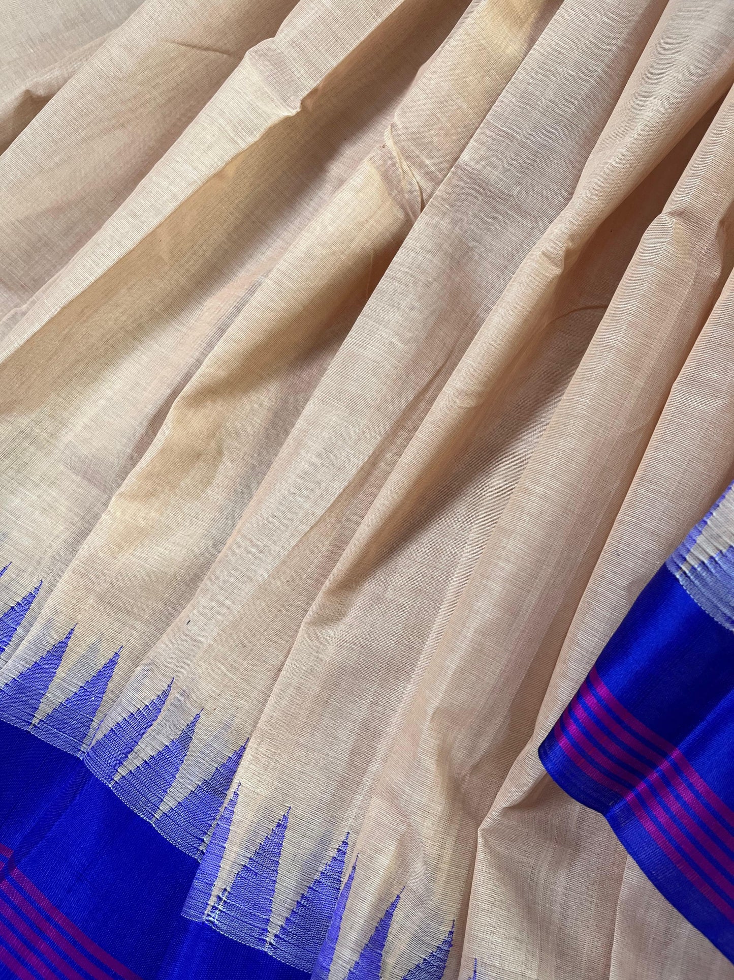 BEIGE PURE HANDLOOM PONDRU KHADI SAREE