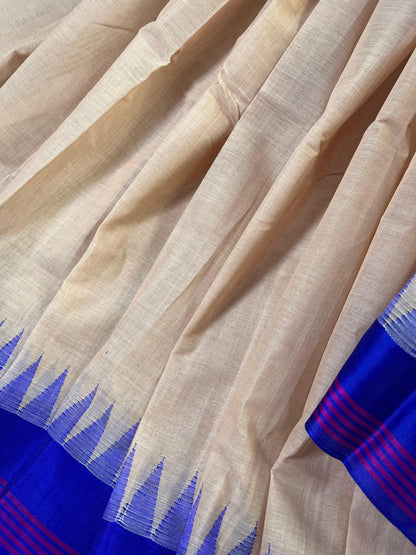 BEIGE PURE HANDLOOM PONDRU KHADI SAREE