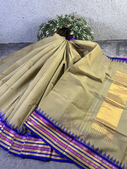 OLIVE GREEN PURE HANDLOOM PONDRU KHADI SAREE
