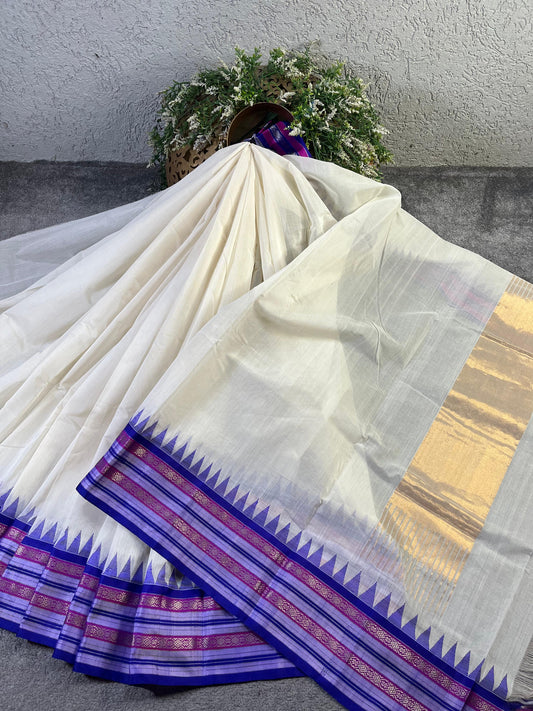 WHITE PURE HANDLOOM PONDRU KHADI SAREE