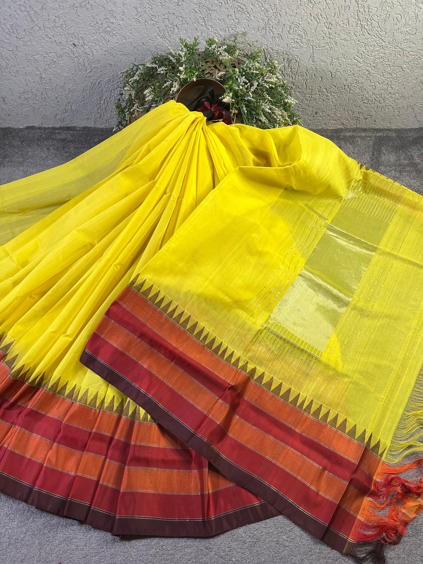 YELLOW PURE HANDLOOM PONDRU KHADI SAREE