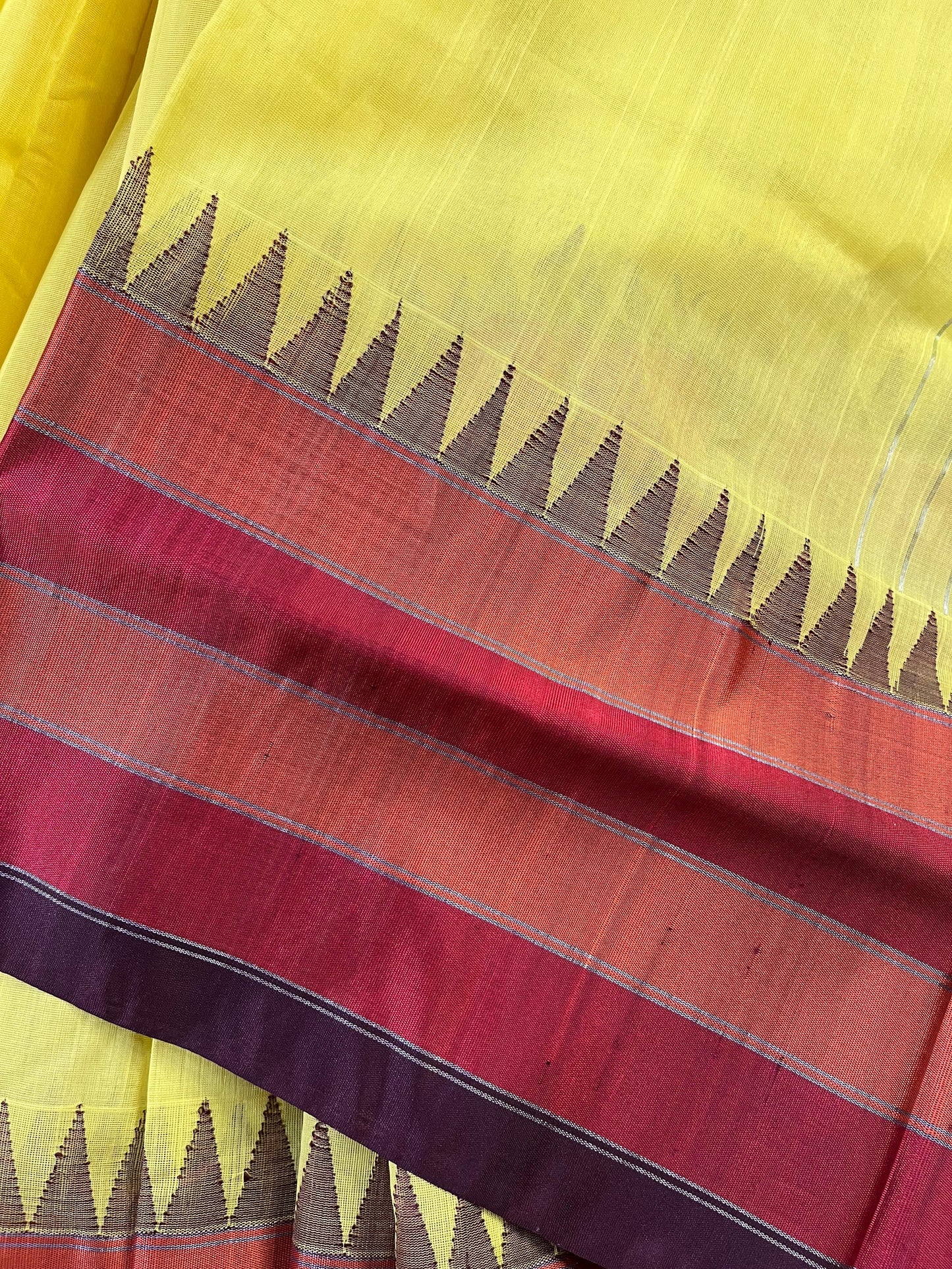 YELLOW PURE HANDLOOM PONDRU KHADI SAREE