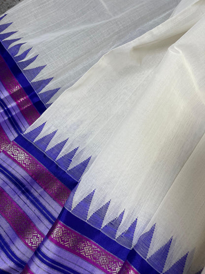WHITE PURE HANDLOOM PONDRU KHADI SAREE