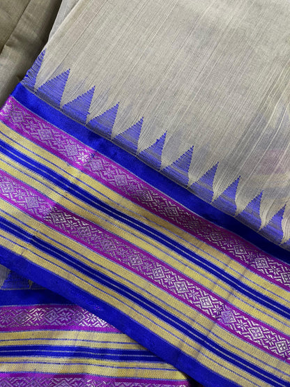 OLIVE GREEN PURE HANDLOOM PONDRU KHADI SAREE