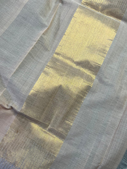 BEIGE PURE HANDLOOM PONDRU KHADI SAREE