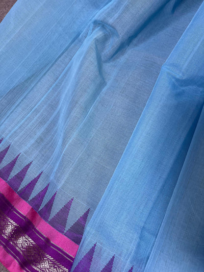 BLUE PURE HANDLOOM PONDRU KHADI SAREE