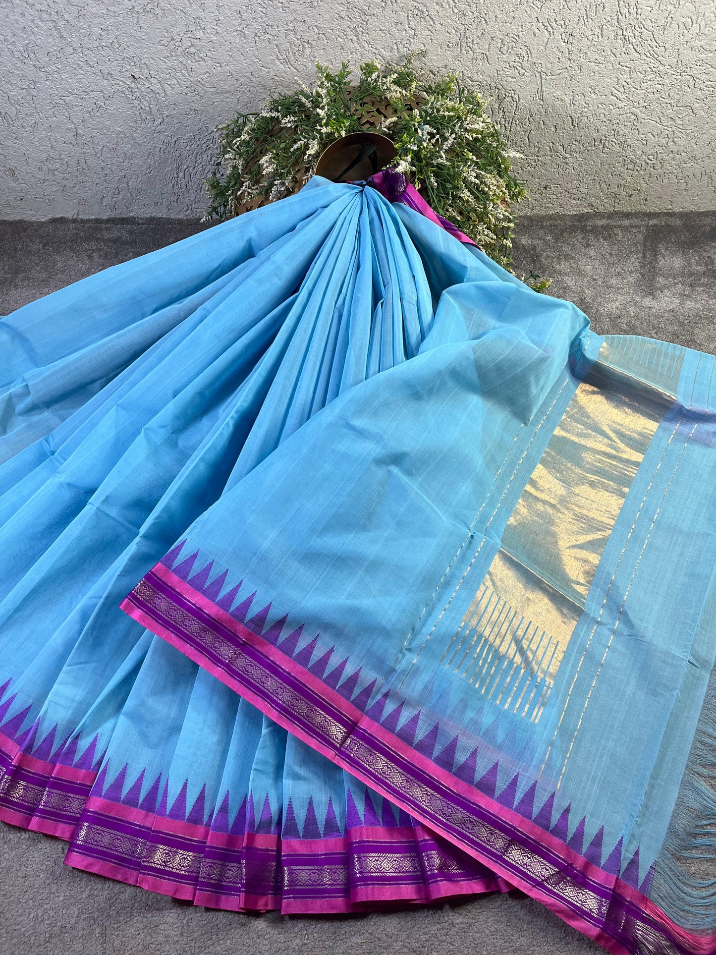 BLUE PURE HANDLOOM PONDRU KHADI SAREE