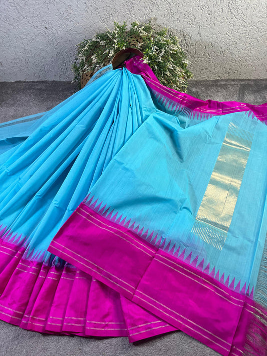 BLUE PURE HANDLOOM PONDRU KHADI SAREE