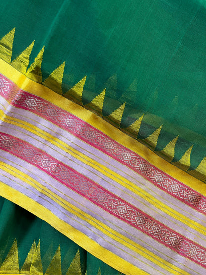 BOTTLE GREEN PURE HANDLOOM PONDRU KHADI SAREE