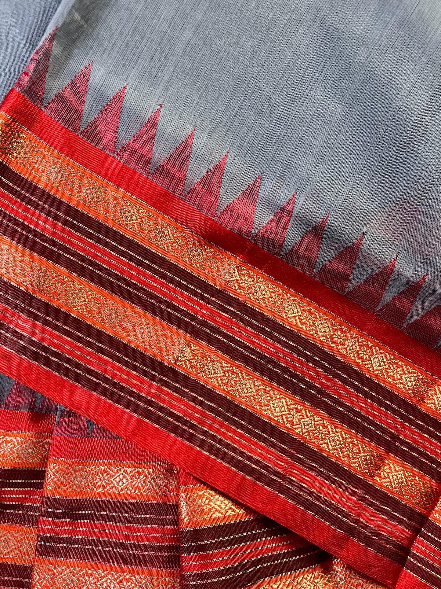 GREY PURE HANDLOOM PONDRU KHADI SAREE