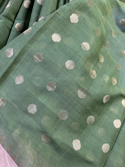 GREEN PURE HANDLOOM PONDRU KHADI SAREE