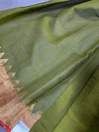 GREEN PURE HANDLOOM PONDRU KHADI SAREE