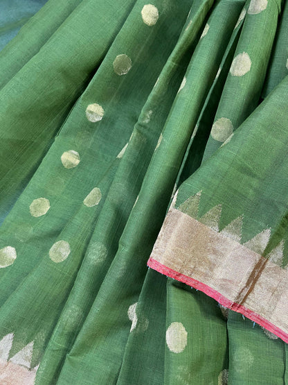 GREEN PURE HANDLOOM PONDRU KHADI SAREE