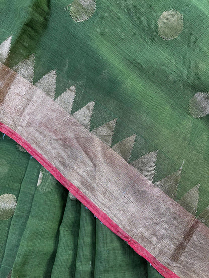 GREEN PURE HANDLOOM PONDRU KHADI SAREE