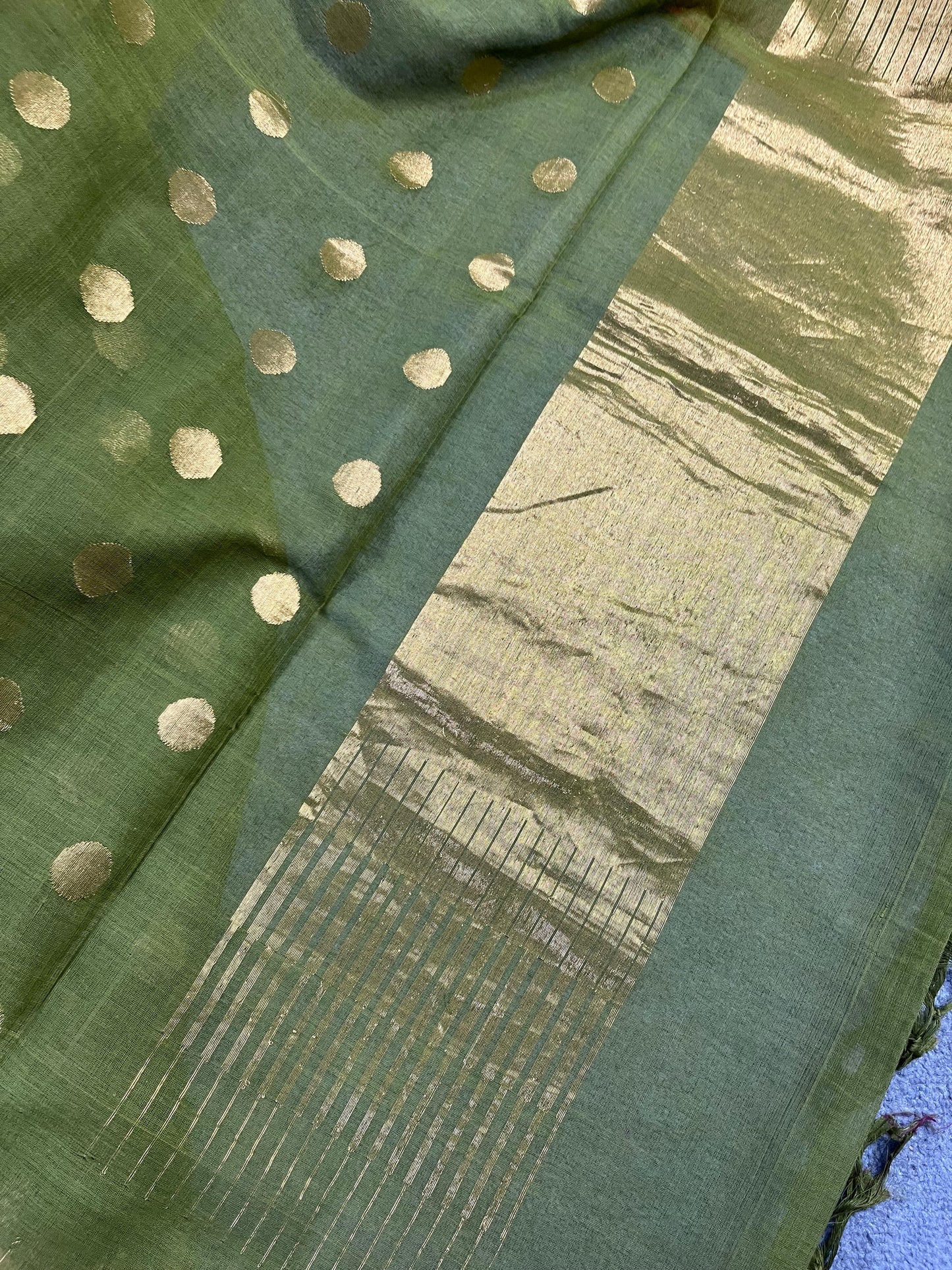 GREEN PURE HANDLOOM PONDRU KHADI SAREE