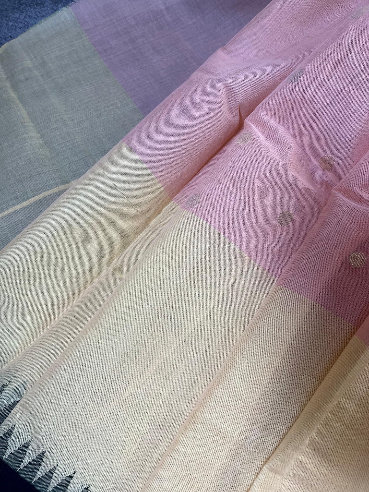 PEACH YELLOW PURE HANDLOOM PONDRU KHADI SAREE
