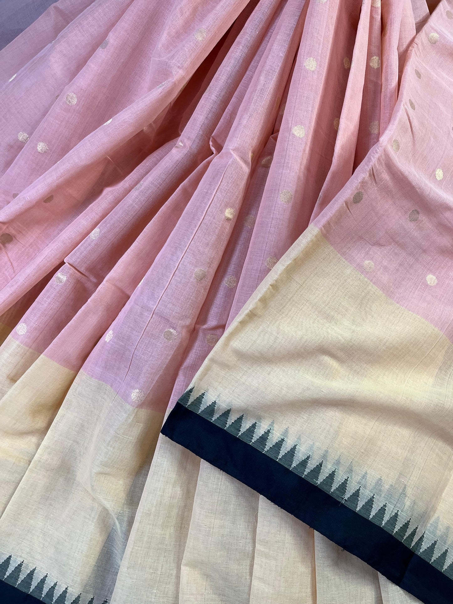 PEACH YELLOW PURE HANDLOOM PONDRU KHADI SAREE