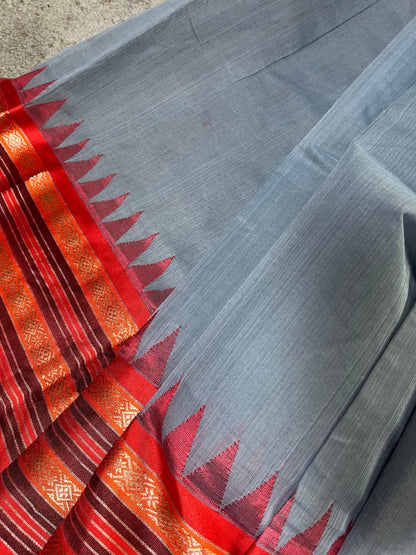 GREY PURE HANDLOOM PONDRU KHADI SAREE