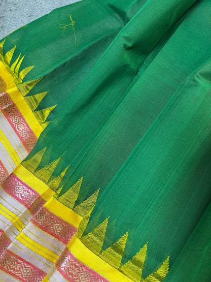 BOTTLE GREEN PURE HANDLOOM PONDRU KHADI SAREE