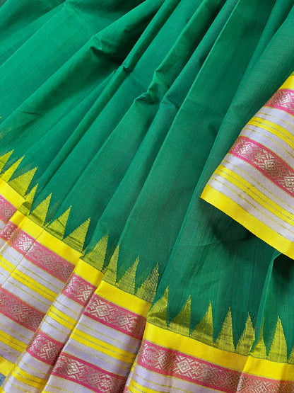 BOTTLE GREEN PURE HANDLOOM PONDRU KHADI SAREE
