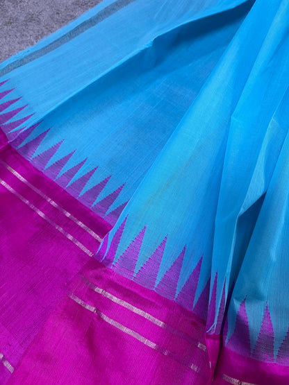 BLUE PURE HANDLOOM PONDRU KHADI SAREE