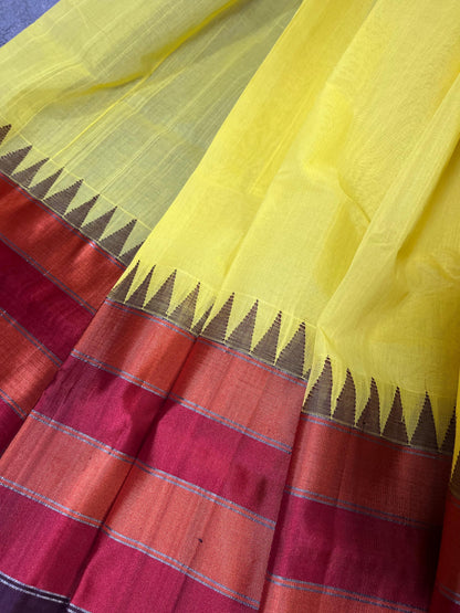 YELLOW PURE HANDLOOM PONDRU KHADI SAREE