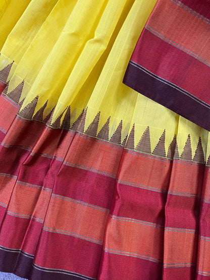 YELLOW PURE HANDLOOM PONDRU KHADI SAREE