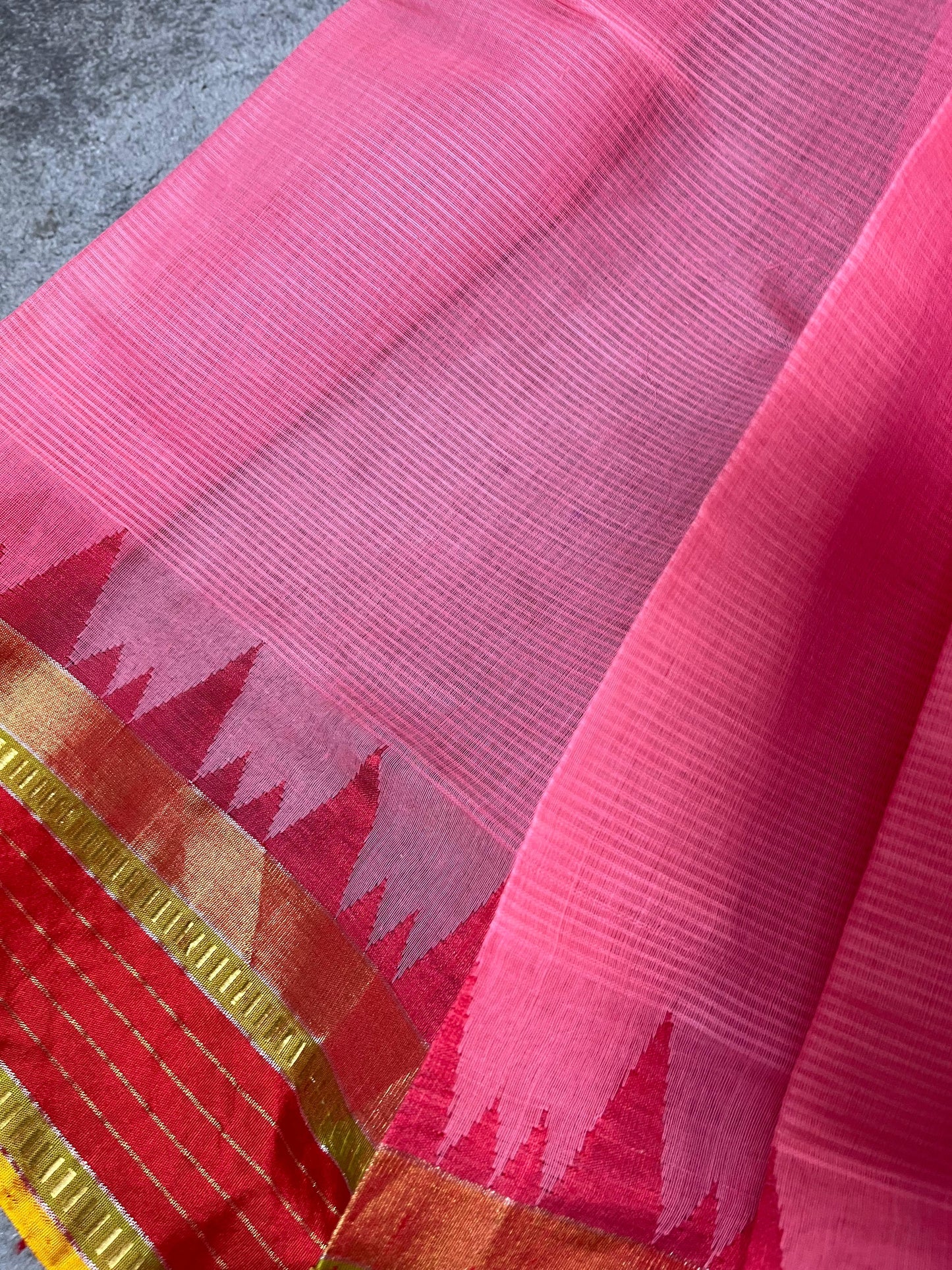 PINK PURE HANDLOOM  PONDRU KHADI SAREE